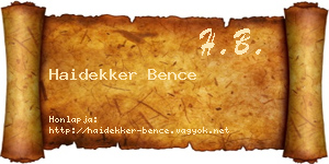 Haidekker Bence névjegykártya